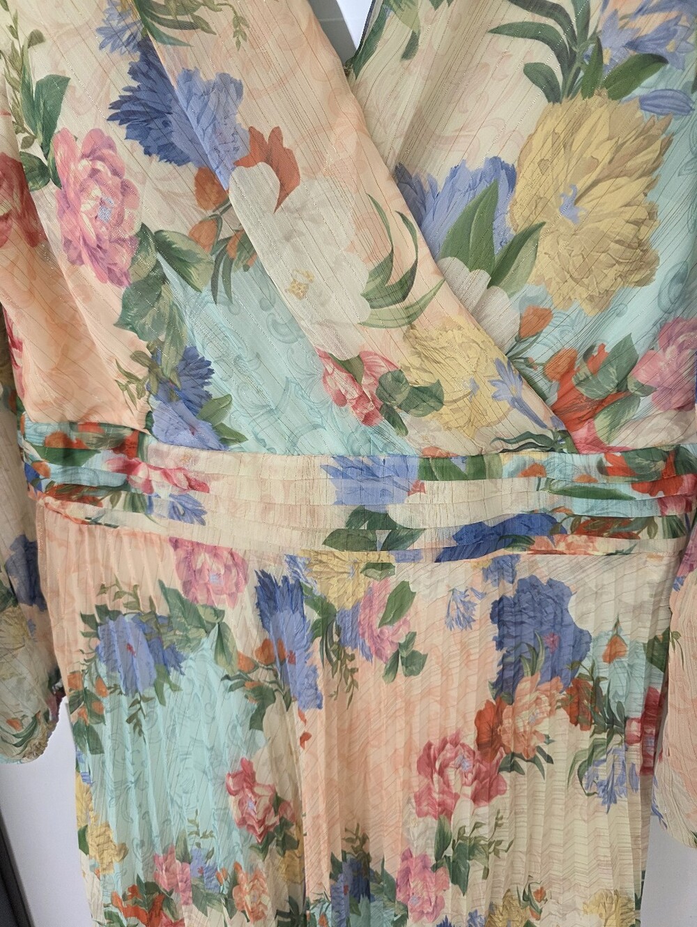 Siena Floral Maxi Dress Size 14 Pastel Garden Print Pleated Long Sleeve Boho - Picture 7 of 13